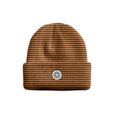 DS Icon Stripe Knit Fold Beanie - Orange/Black